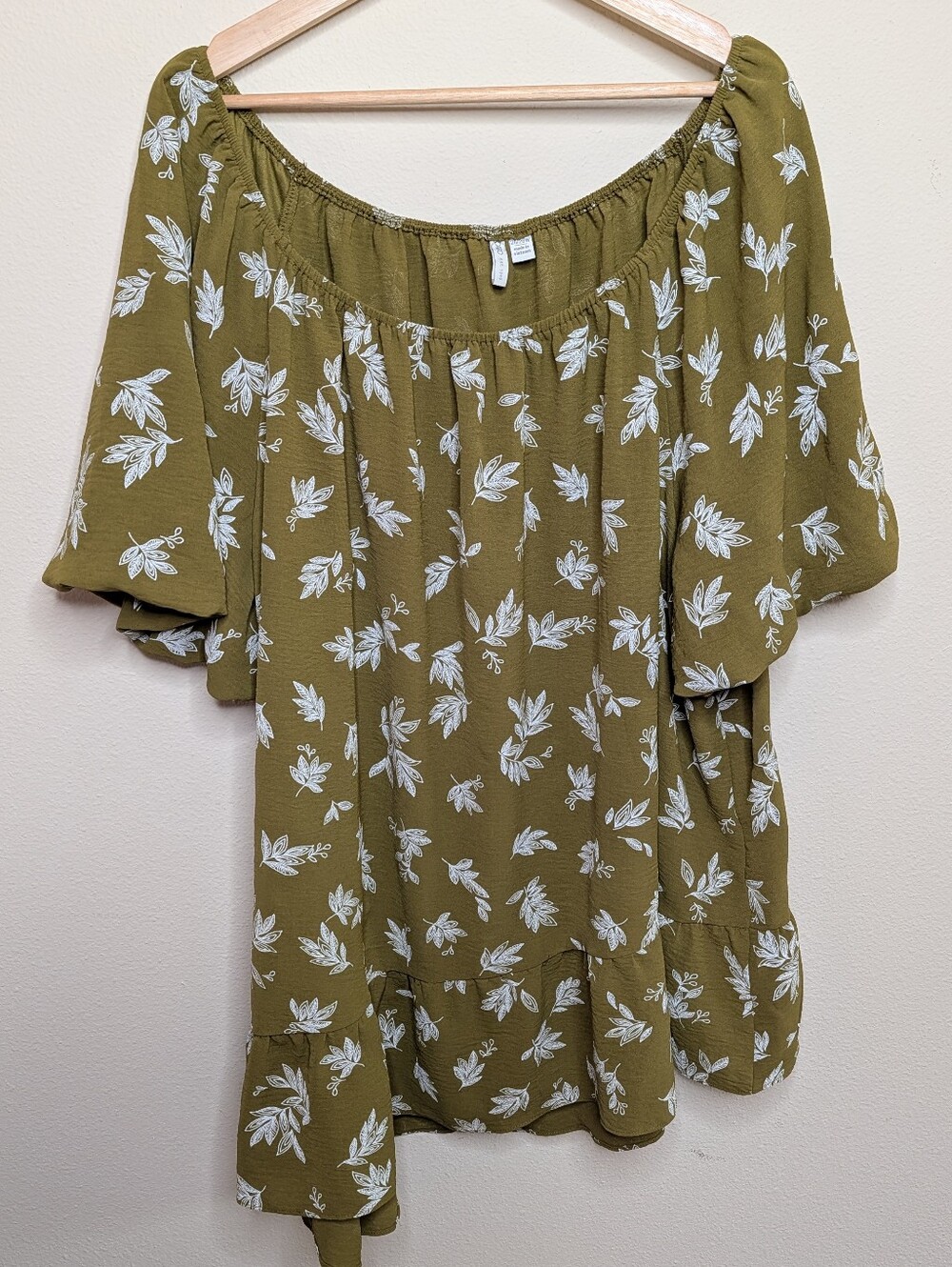 Cato Boho Off Shoulder Leaf‎ Print Top Size 26/28W